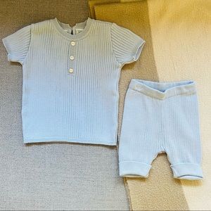 Feltman Brothers Baby Knit Shirt & Short Set, Light Blue, 9 months